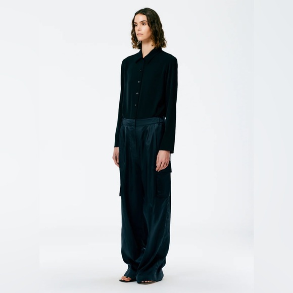 NWT Tibi Shiny Nylon Cargo Stella in Navy - Picture 2 of 3